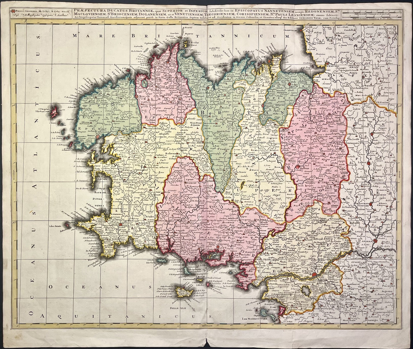 Achat carte geographique ancienne Bretagne