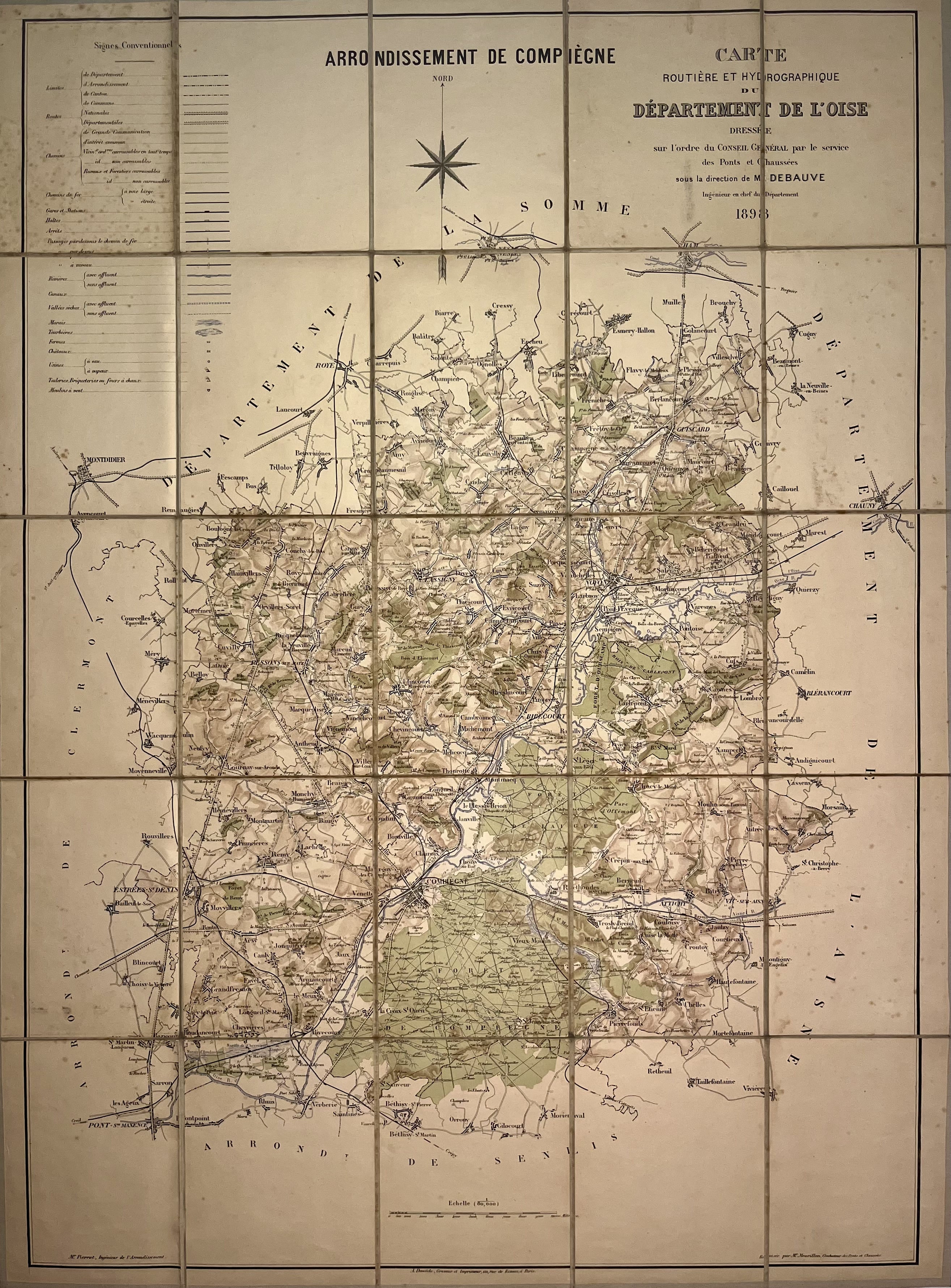Antique map of the district of Compiègne by M. Debauve - 1898 – Votre ...