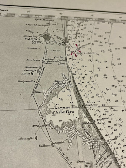 Achat carte geographique ancienne Cote Valence