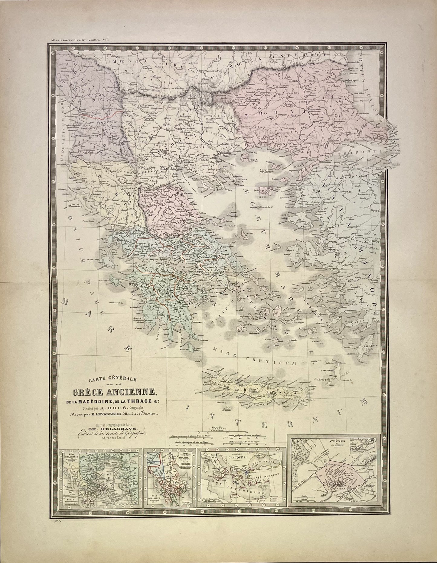 Achat carte geographique ancienne Grece Antique