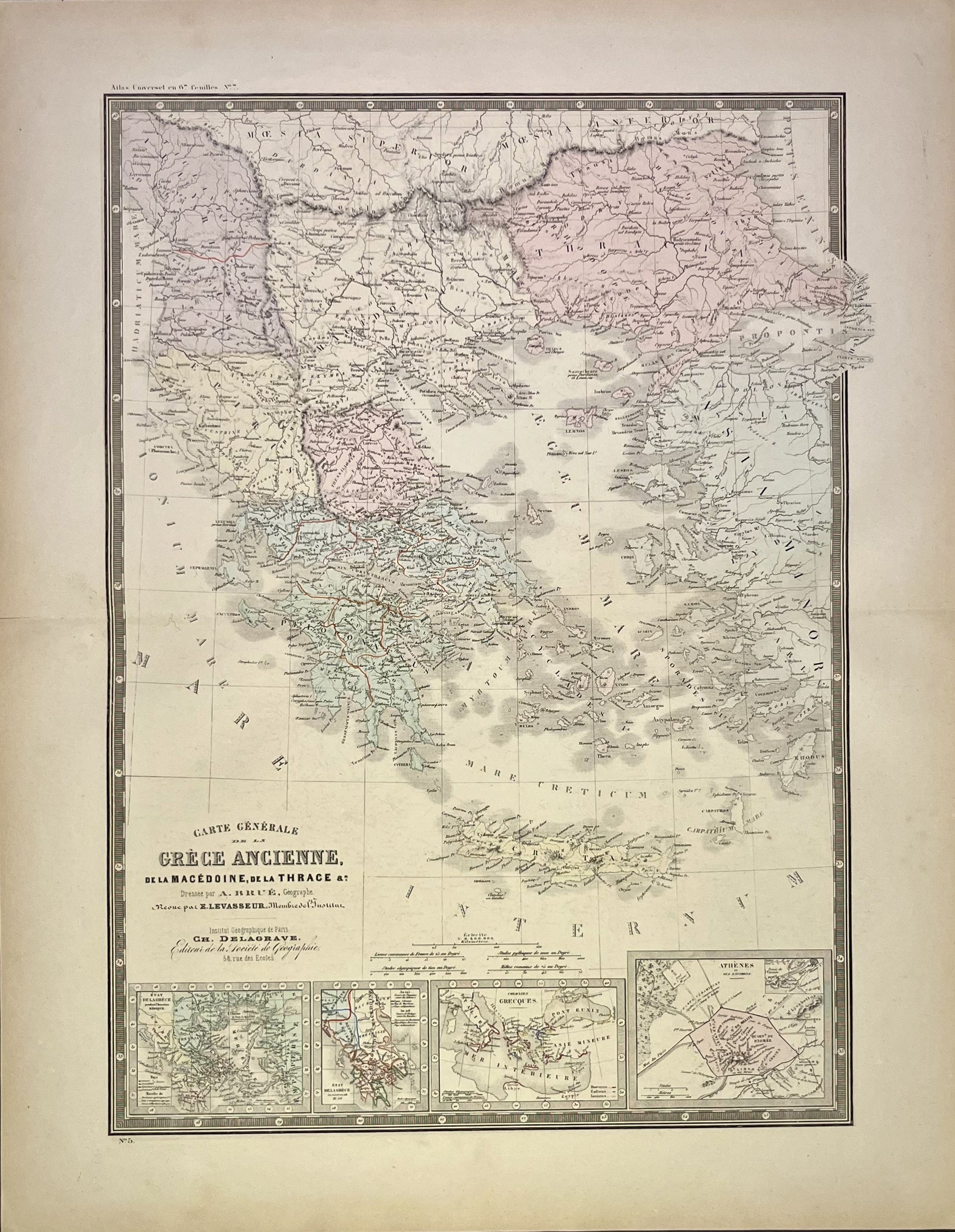 Achat carte geographique ancienne Grece Antique