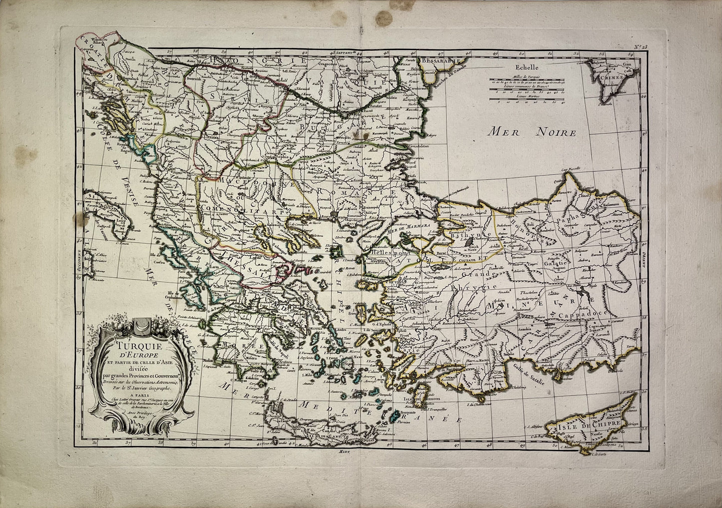 Achat carte geographique ancienne Grece Turquie