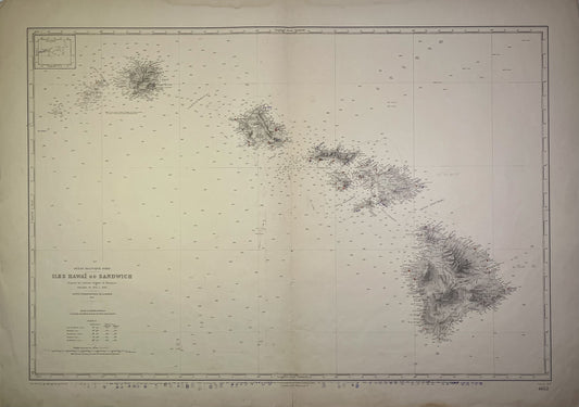 Achat carte geographique ancienne Hawaii