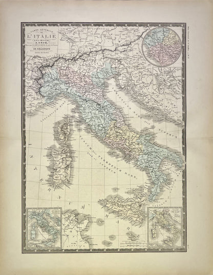 Achat carte geographique ancienne Italie antique