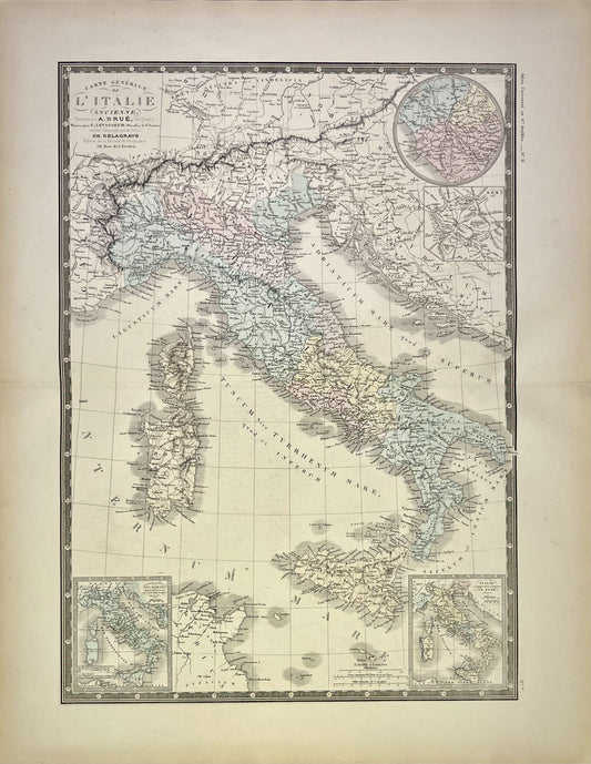 Achat carte geographique ancienne Italie antique