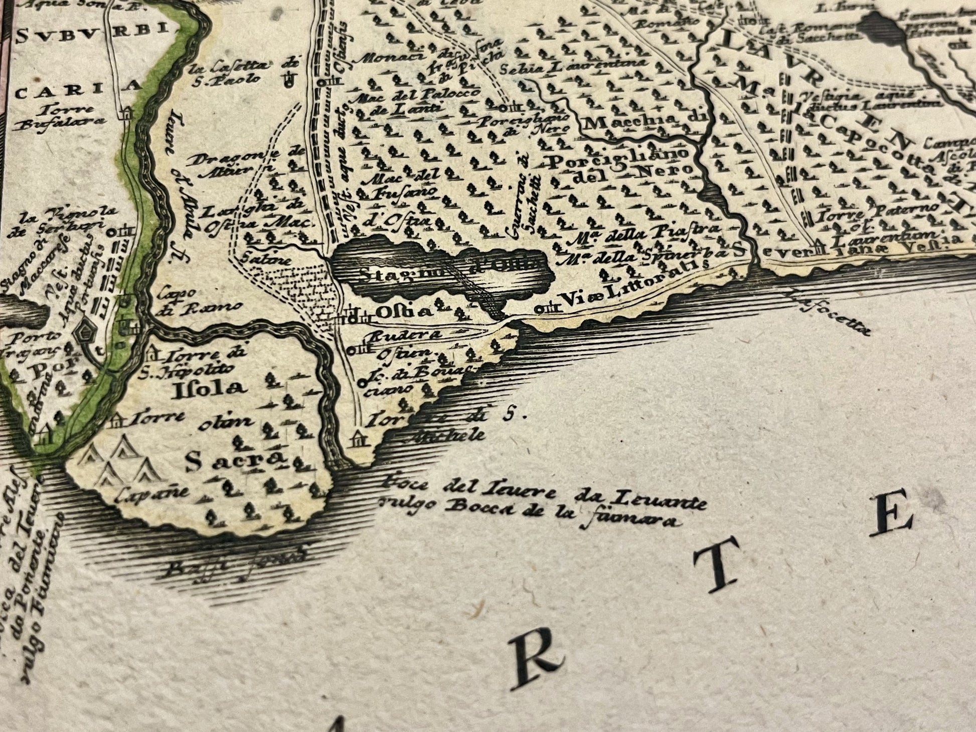 Achat carte geographique ancienne Latium Ostie