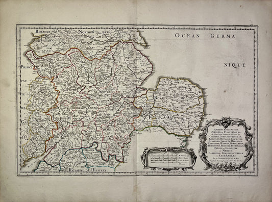 Achat carte geographique ancienne Mercie East-Angles