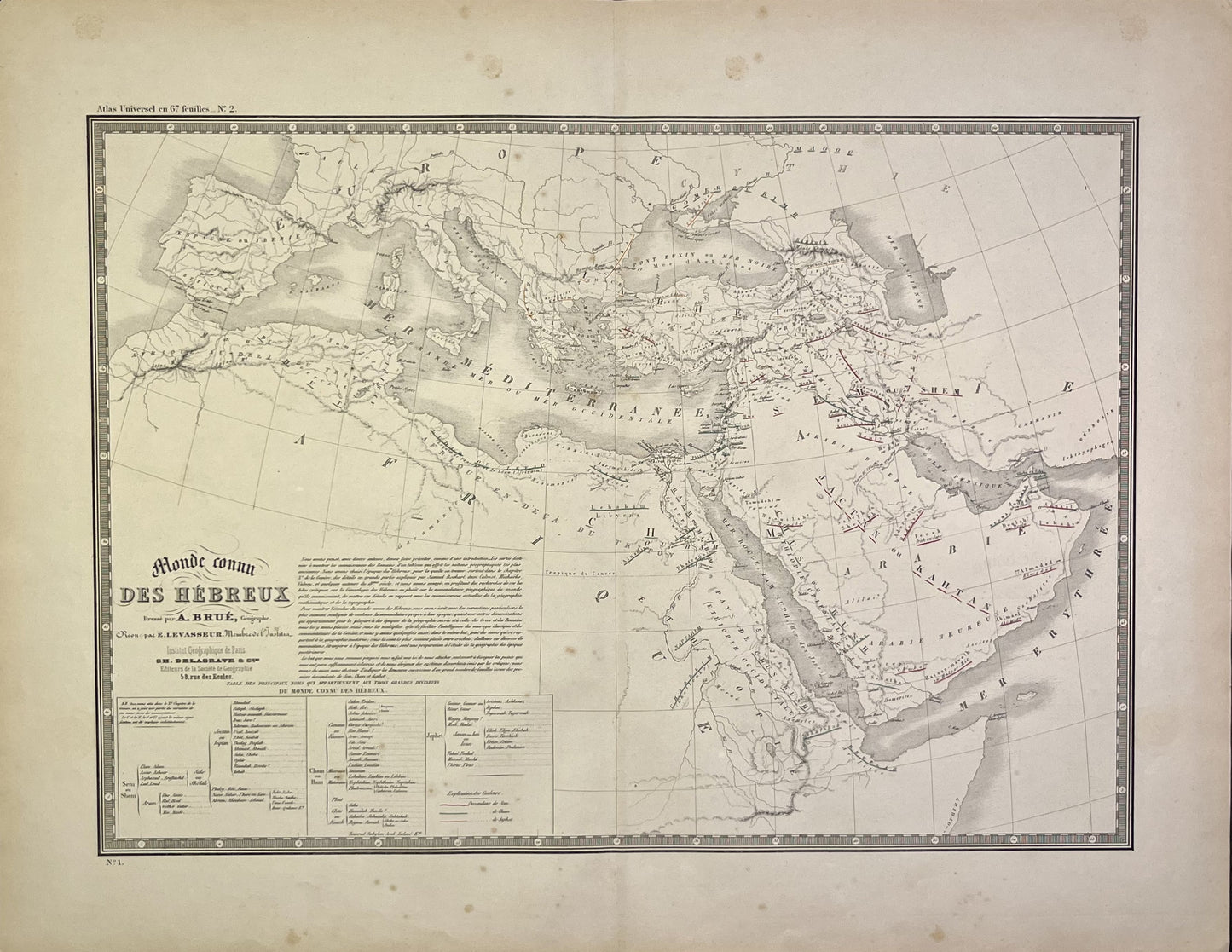Achat carte geographique ancienne Monde connu Hebreux
