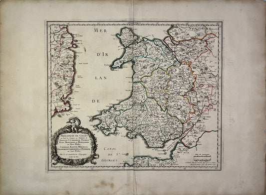Achat carte geographique ancienne Pays de Galles