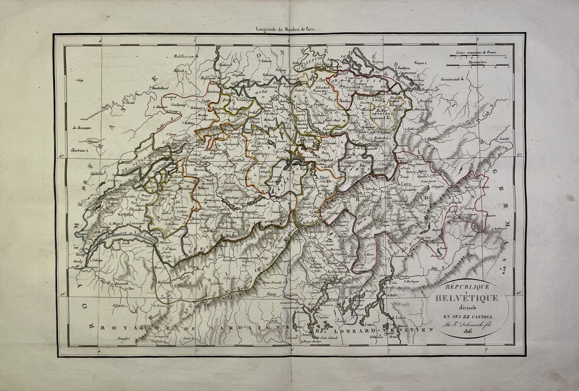 Achat carte geographique ancienne Republique Helvetique