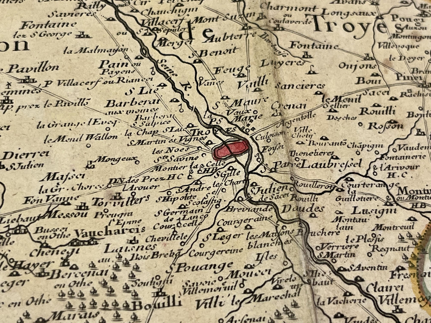 Achat carte geographique ancienne Troyes et environs