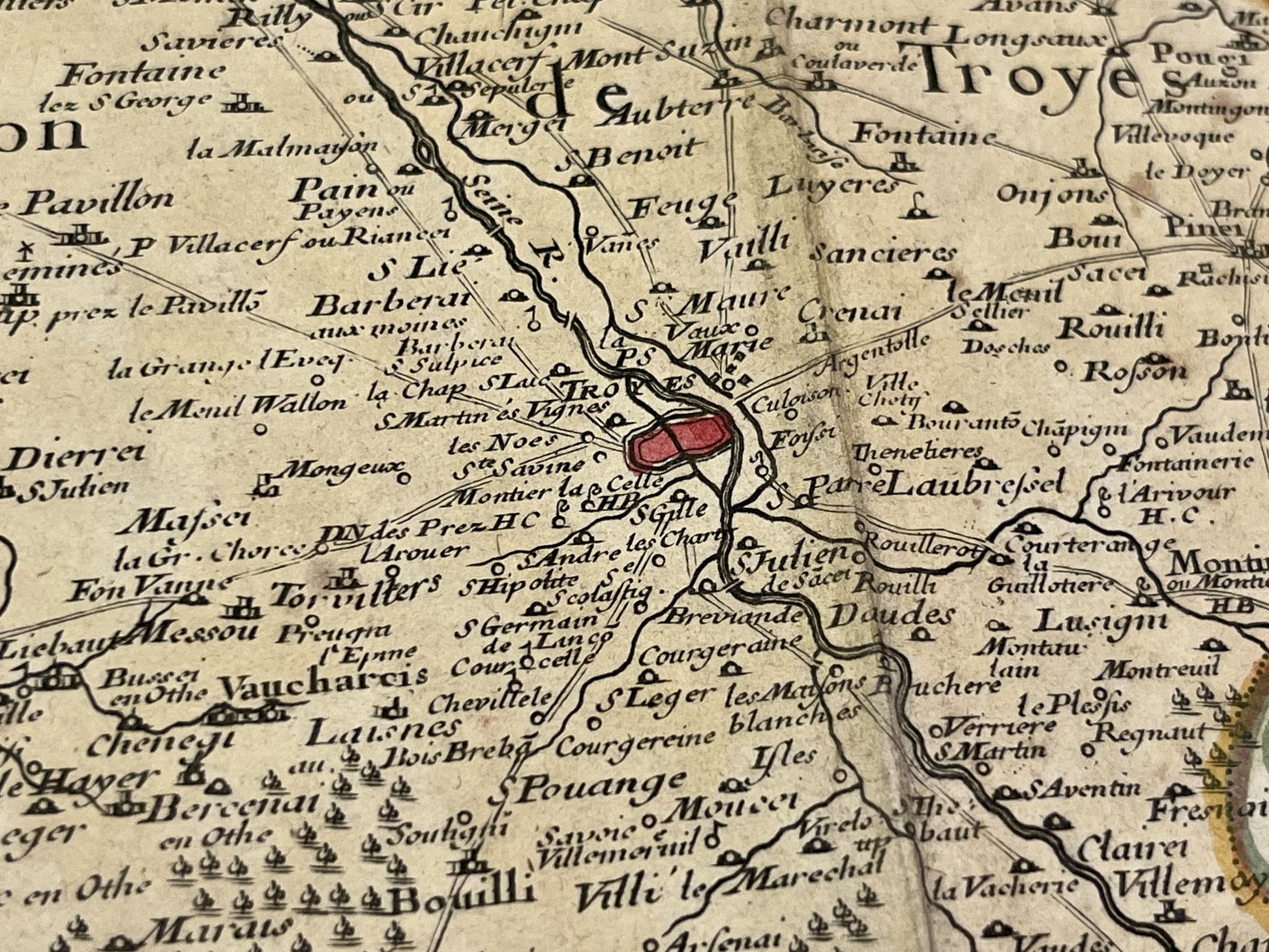 Achat carte geographique ancienne Troyes et environs