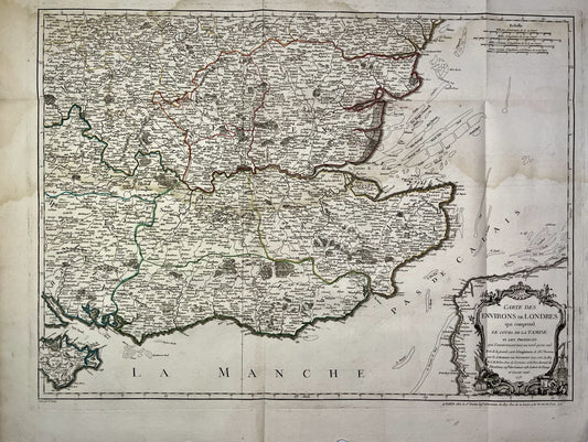 Achat carte geographique ancienne environs Londres