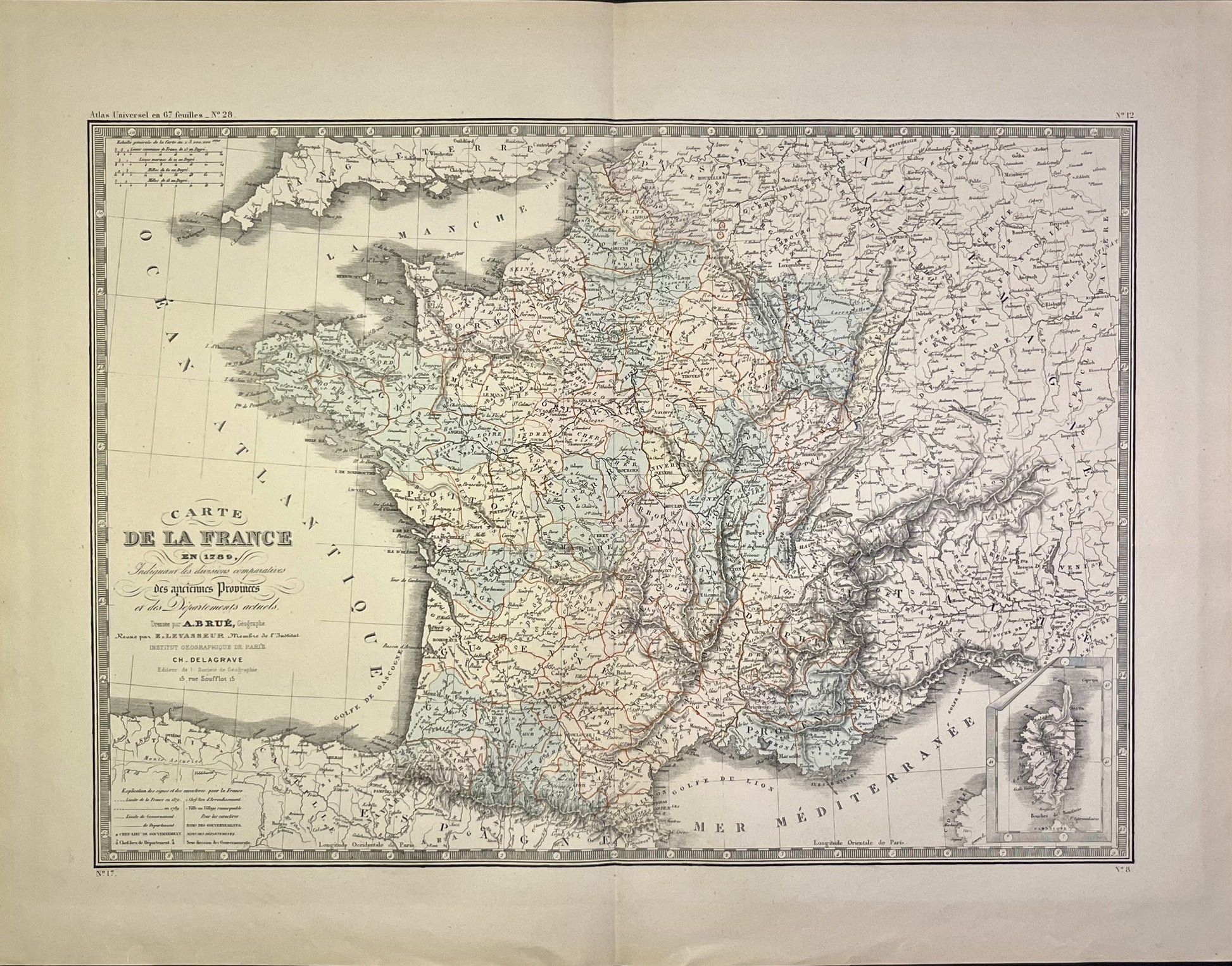 Achat carte geographique vintage France