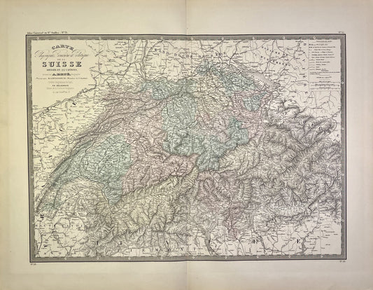 Achat carte geographique vintage Suisse