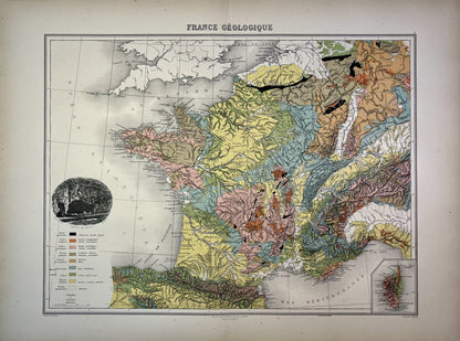 Achat carte geologique ancienne France