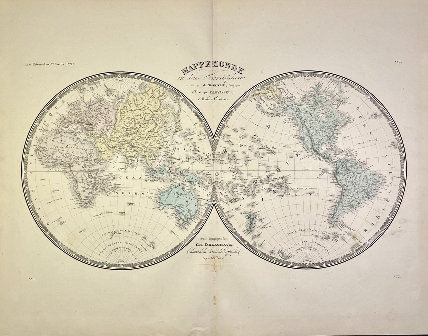 Achat carte mappemonde ancienne