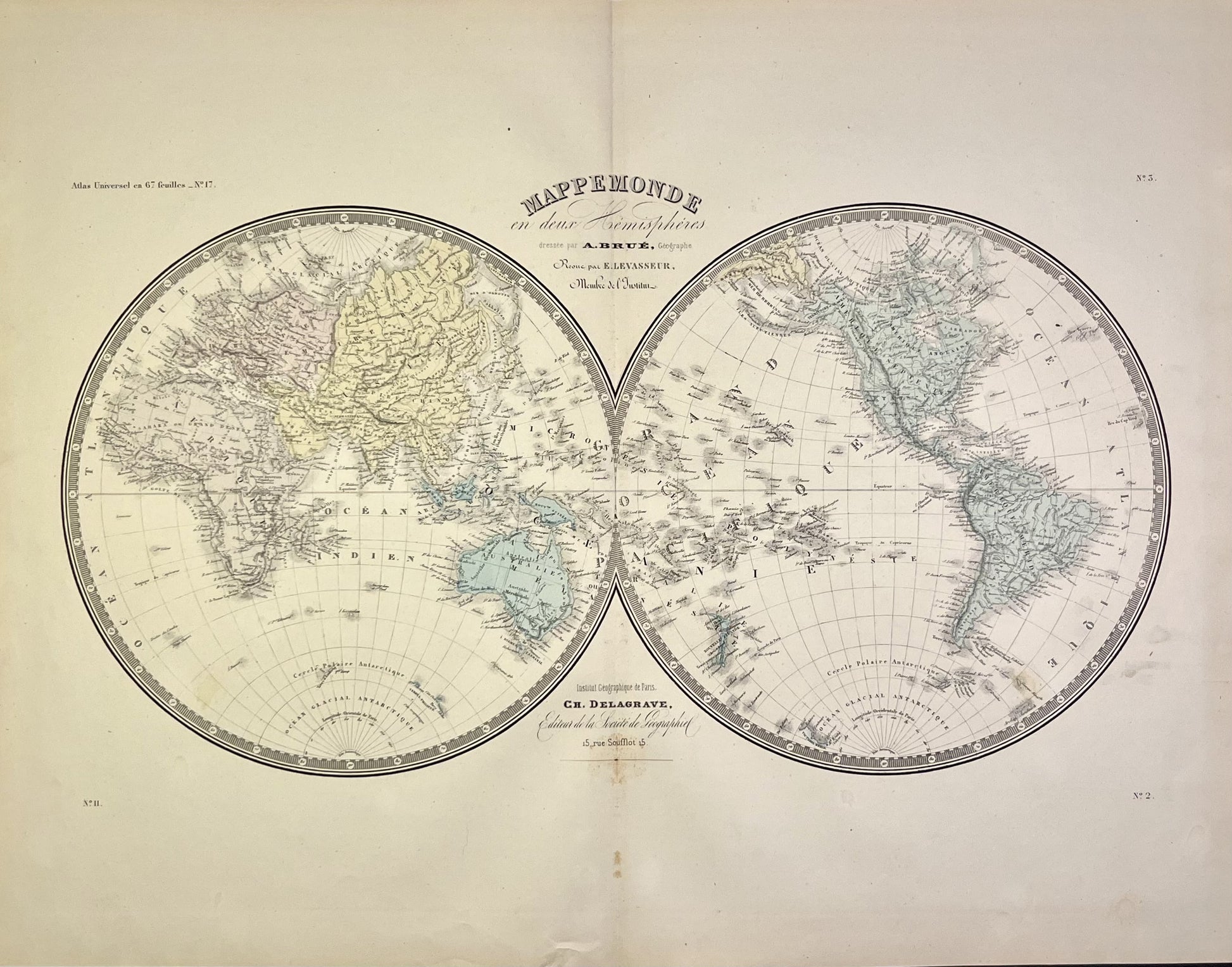 Achat carte mappemonde ancienne