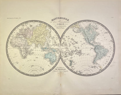 Achat carte mappemonde ancienne