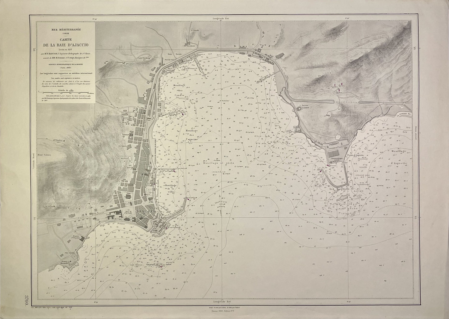 Achat carte marine ancienne Ajaccio