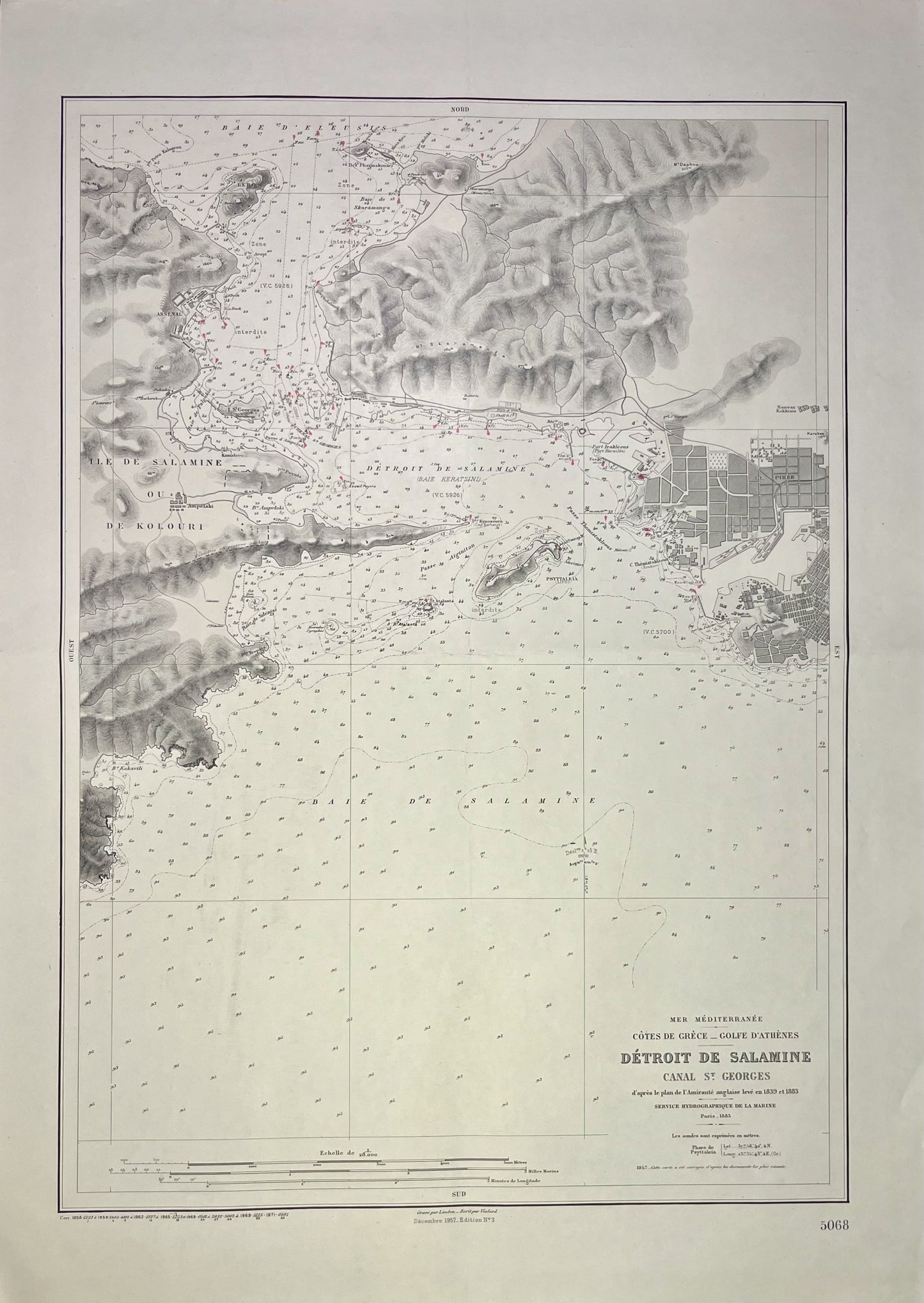 Achat carte marine ancienne Detroit Salamine Grece