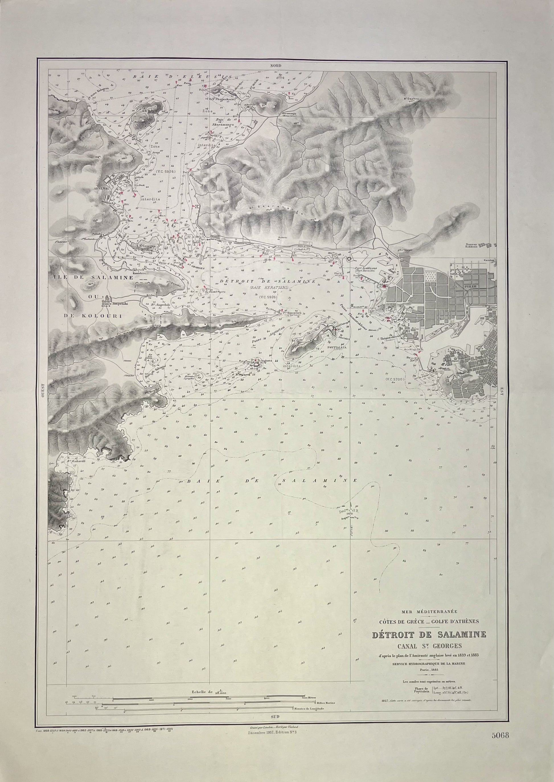 Achat carte marine ancienne Detroit Salamine Grece