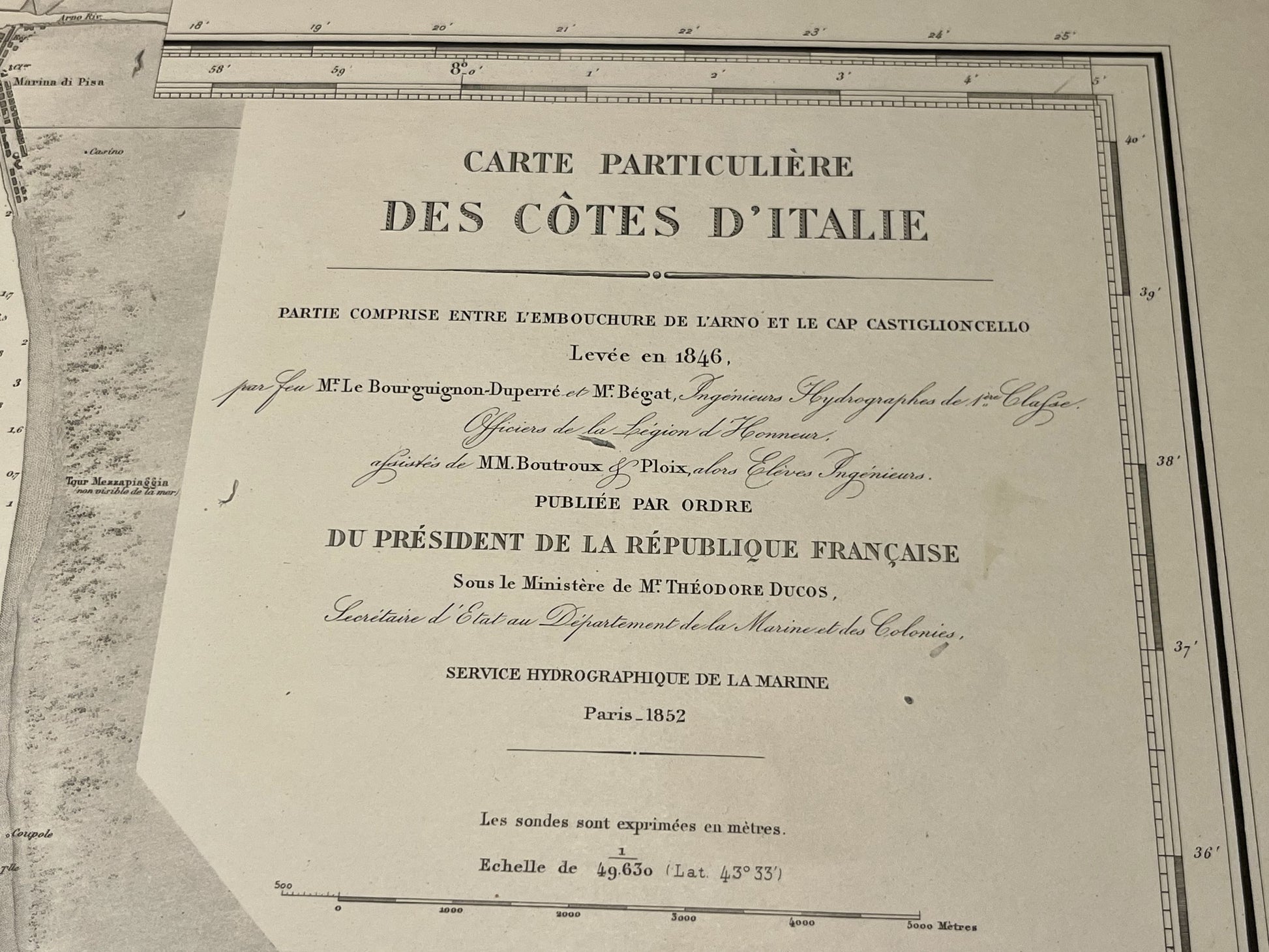 Achat carte marine ancienne Livourne