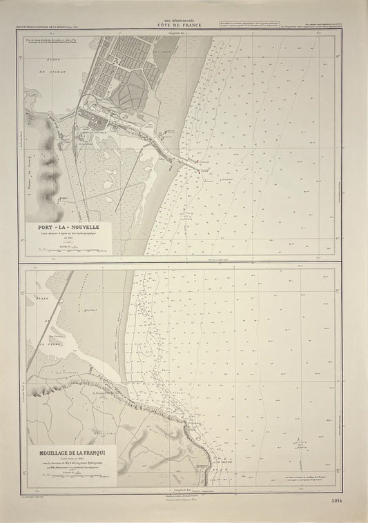 Achat carte marine ancienne Port-la-Nouvelle