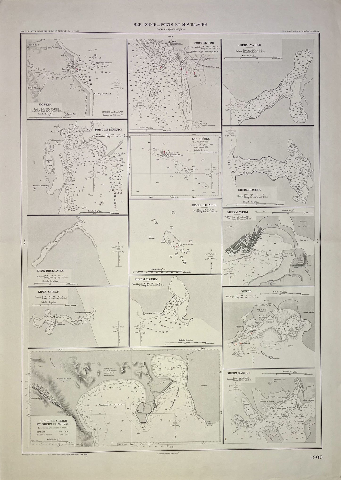 Achat carte marine ancienne ports mouillages mer rouge