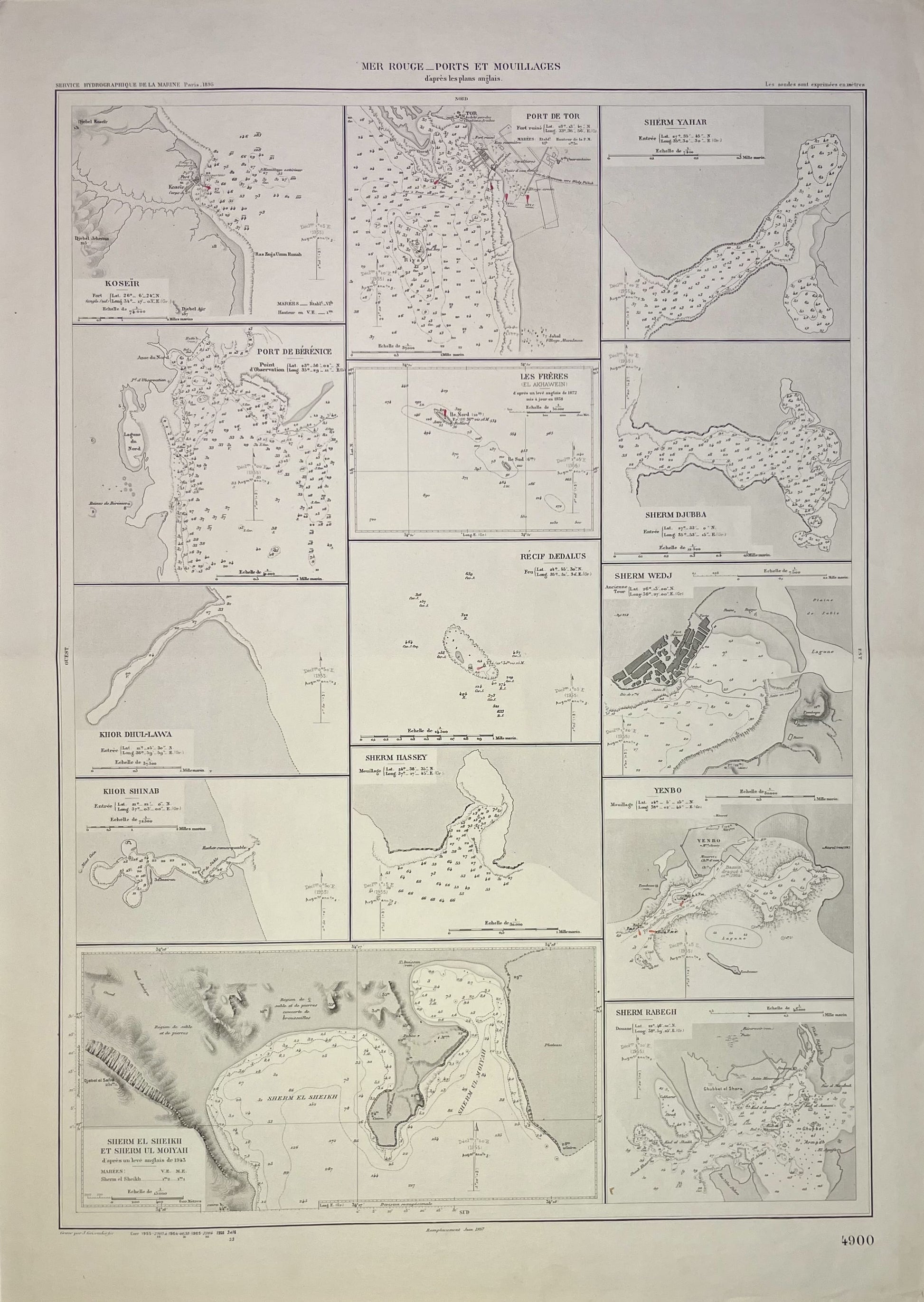 Achat carte marine ancienne ports mouillages mer rouge