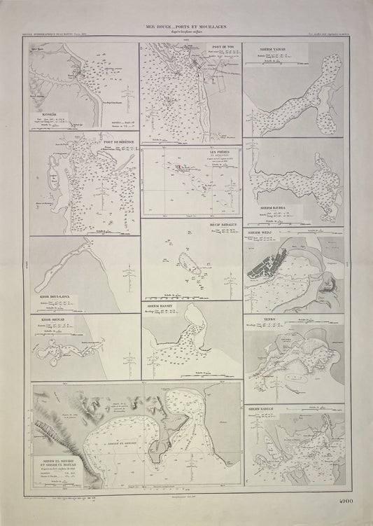 Achat carte marine ancienne ports mouillages mer rouge