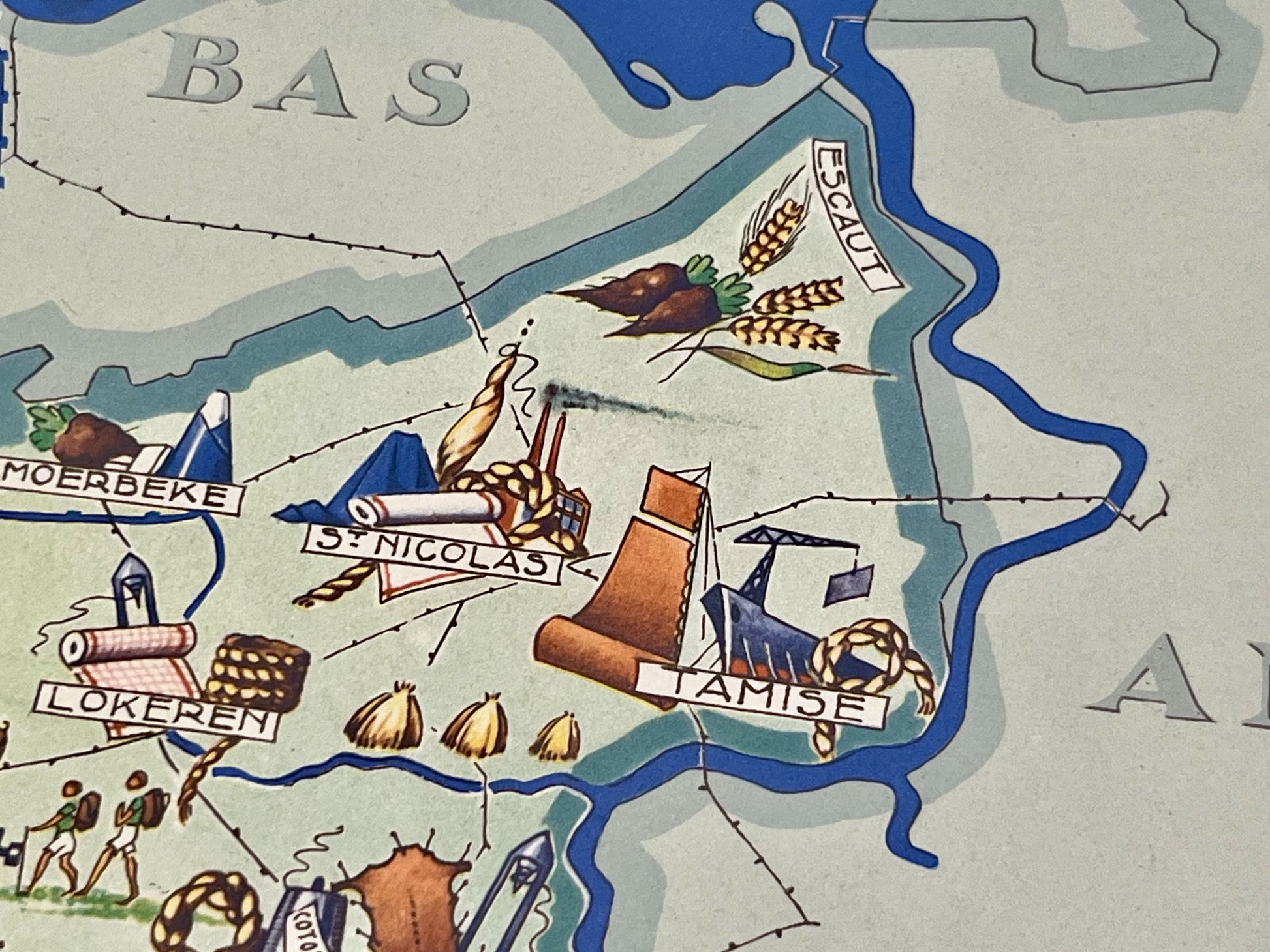 Achat carte picturale ancienne Flandre Orientale