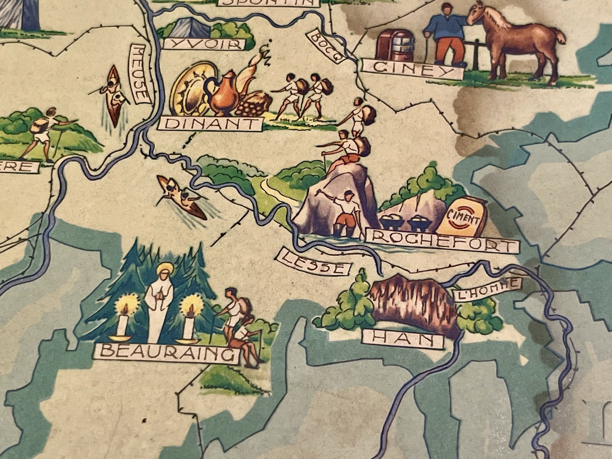 Achat carte picturale ancienne Namur