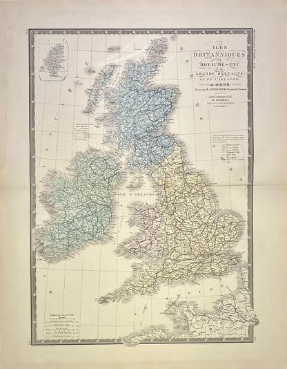 Achat carte geographique vintage Iles Britanniques