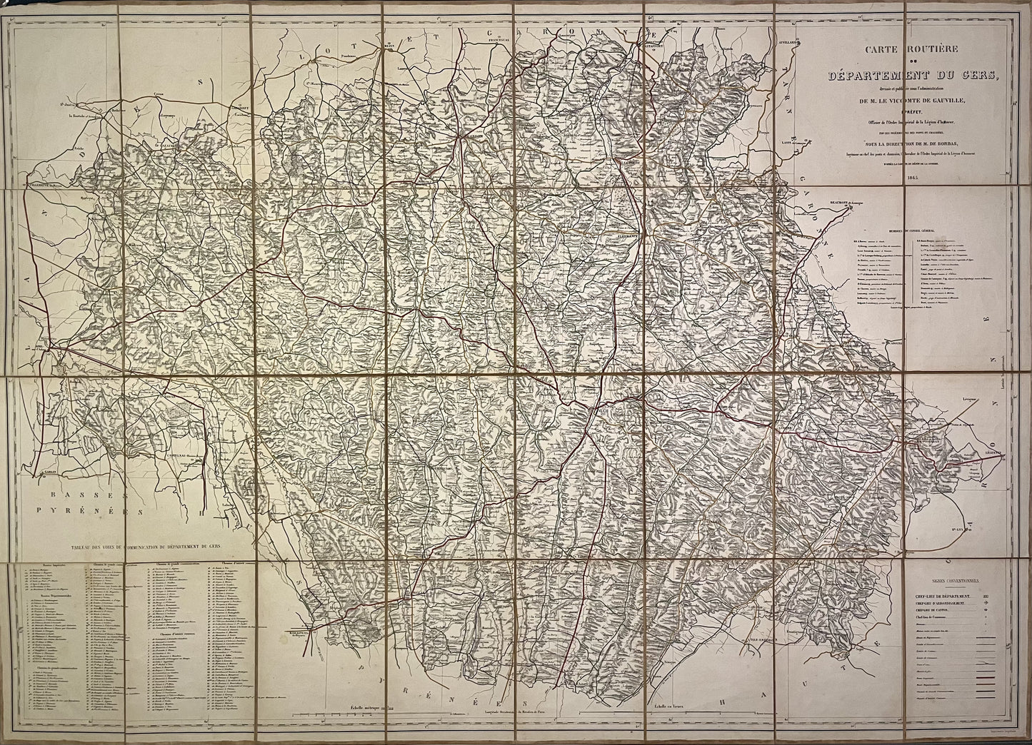 Achat grande carte ancienne Gers