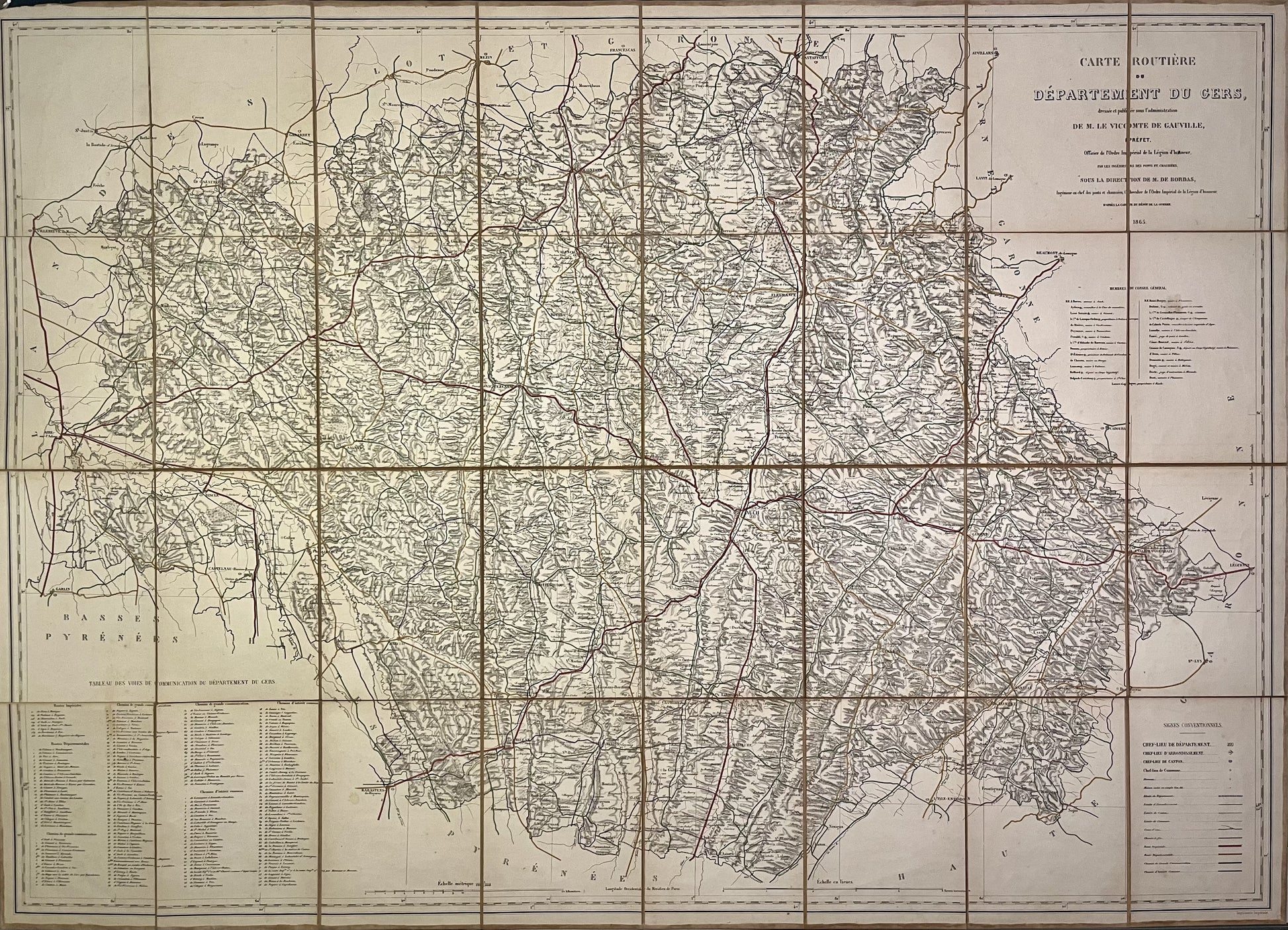 Achat grande carte ancienne Gers