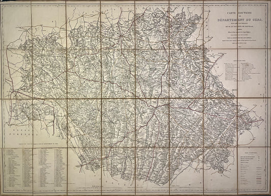 Achat grande carte ancienne Gers