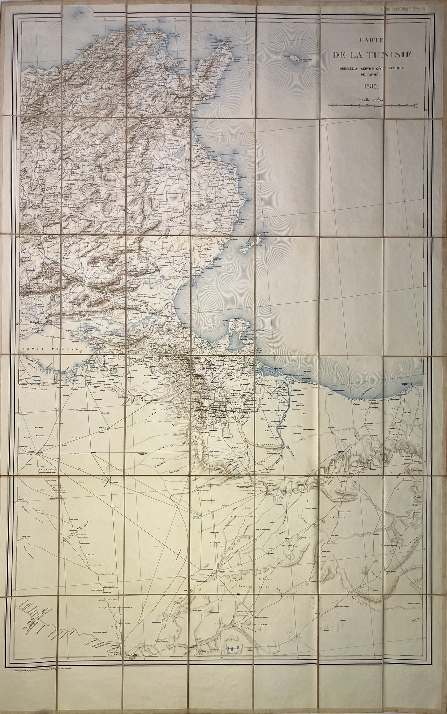 Achat grande carte ancienne Tunisie