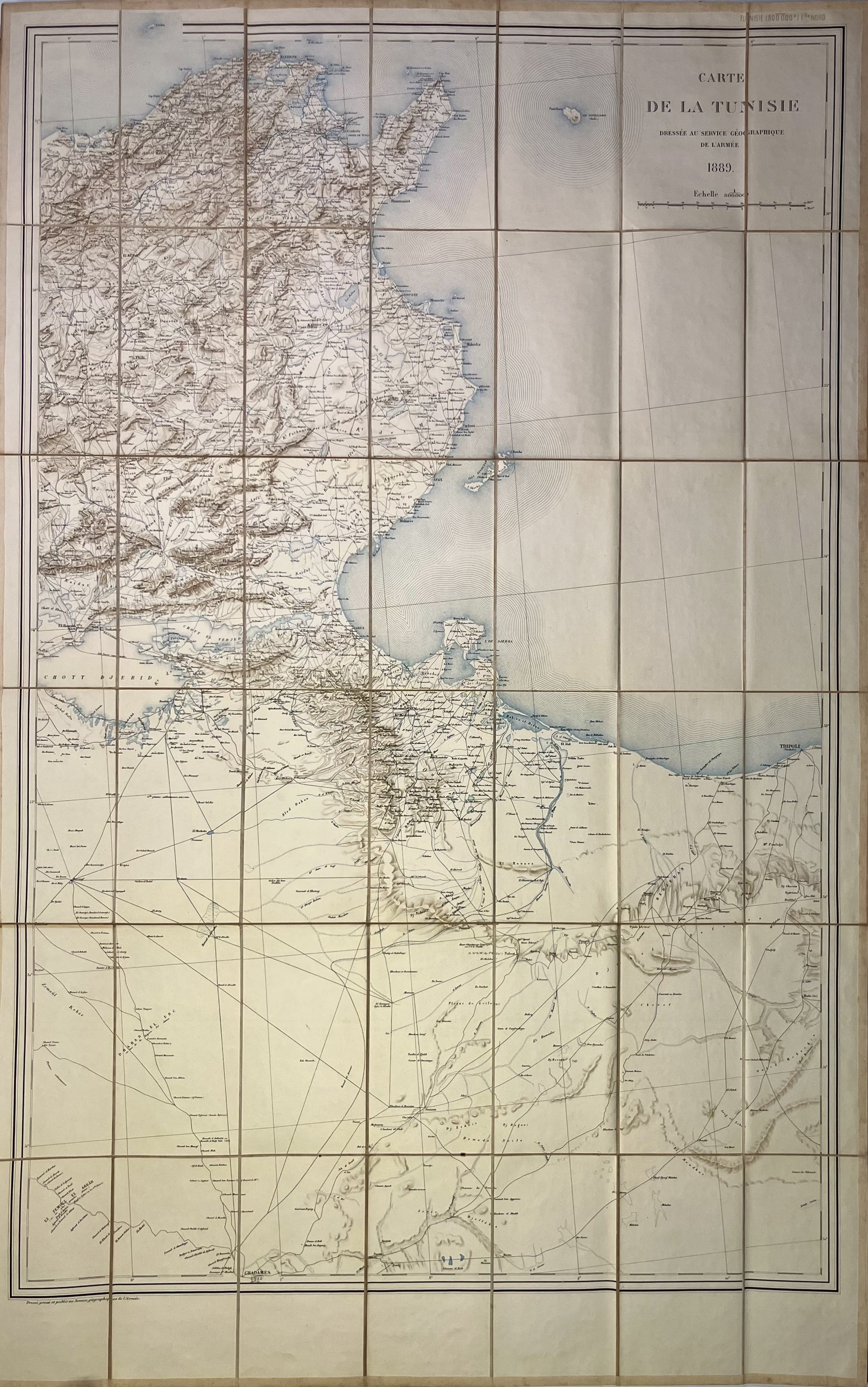 Achat grande carte ancienne Tunisie