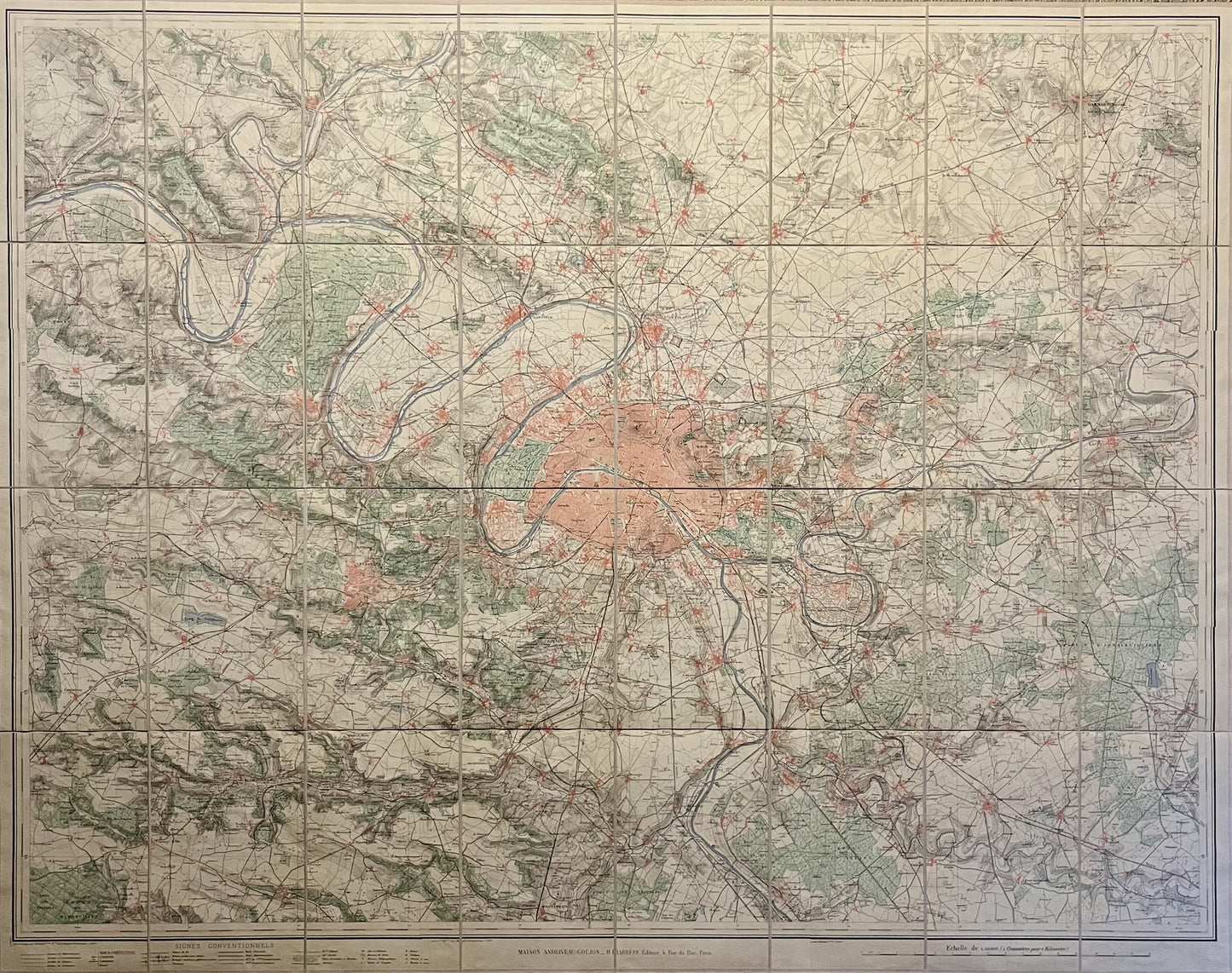 Achat grande carte ancienne region parisienne