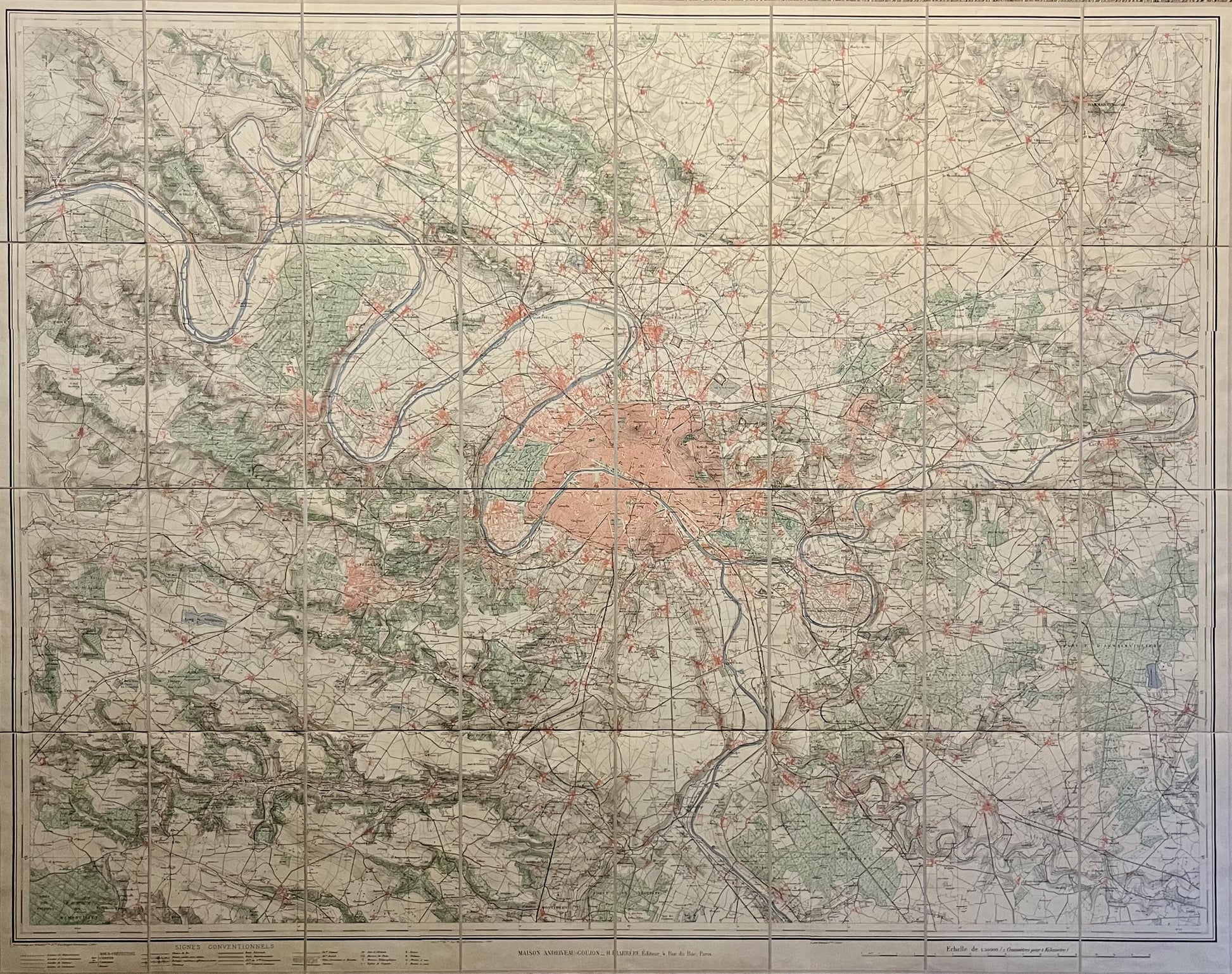 Achat grande carte ancienne region parisienne