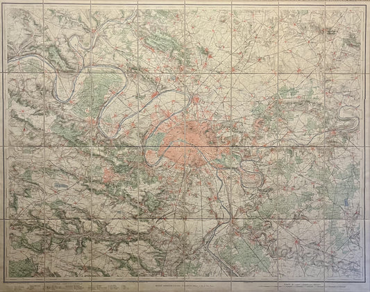 Achat grande carte ancienne region parisienne