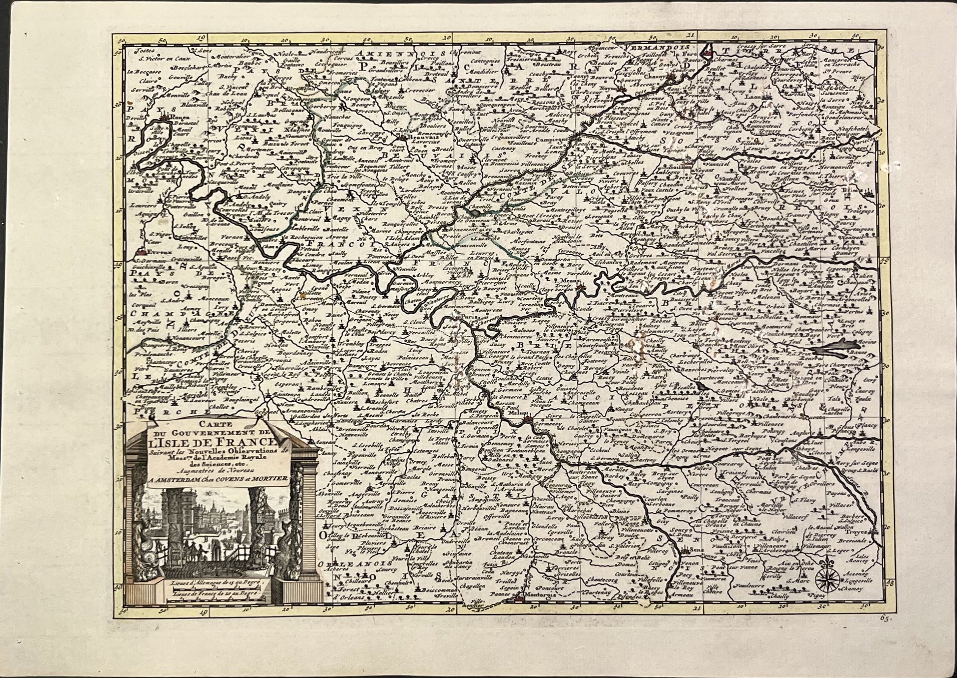 Achat petite carte ancienne Ile-de-France