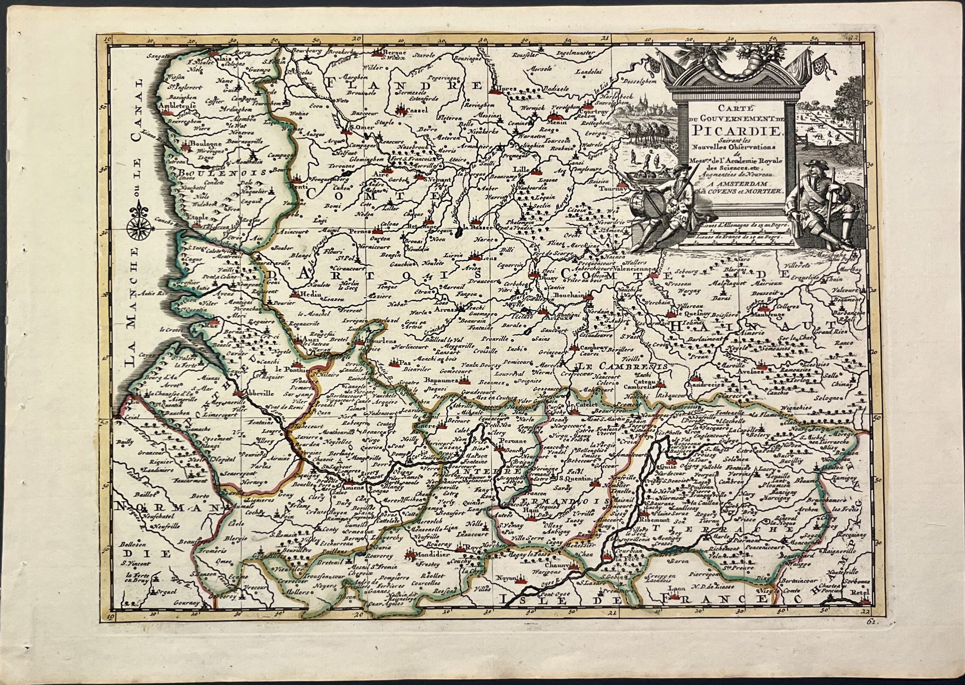 Achat petite carte ancienne Picardie