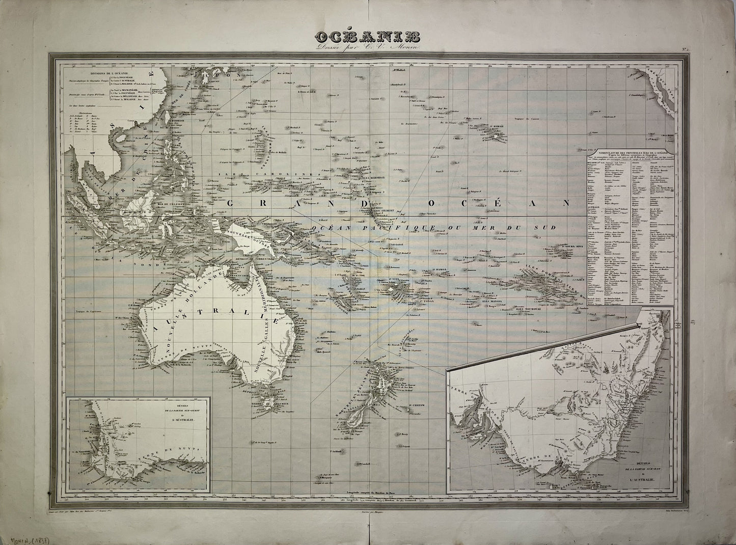 Achat vieille carte geographique Oceanie