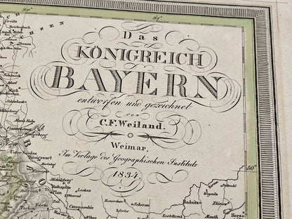 Antique Map Bayern Munchen