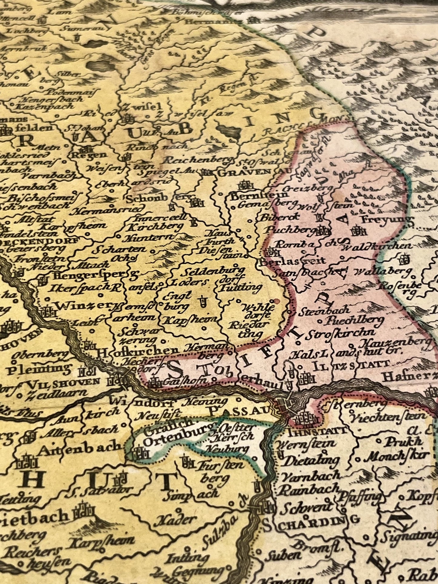 Antique map Bavaria Passau