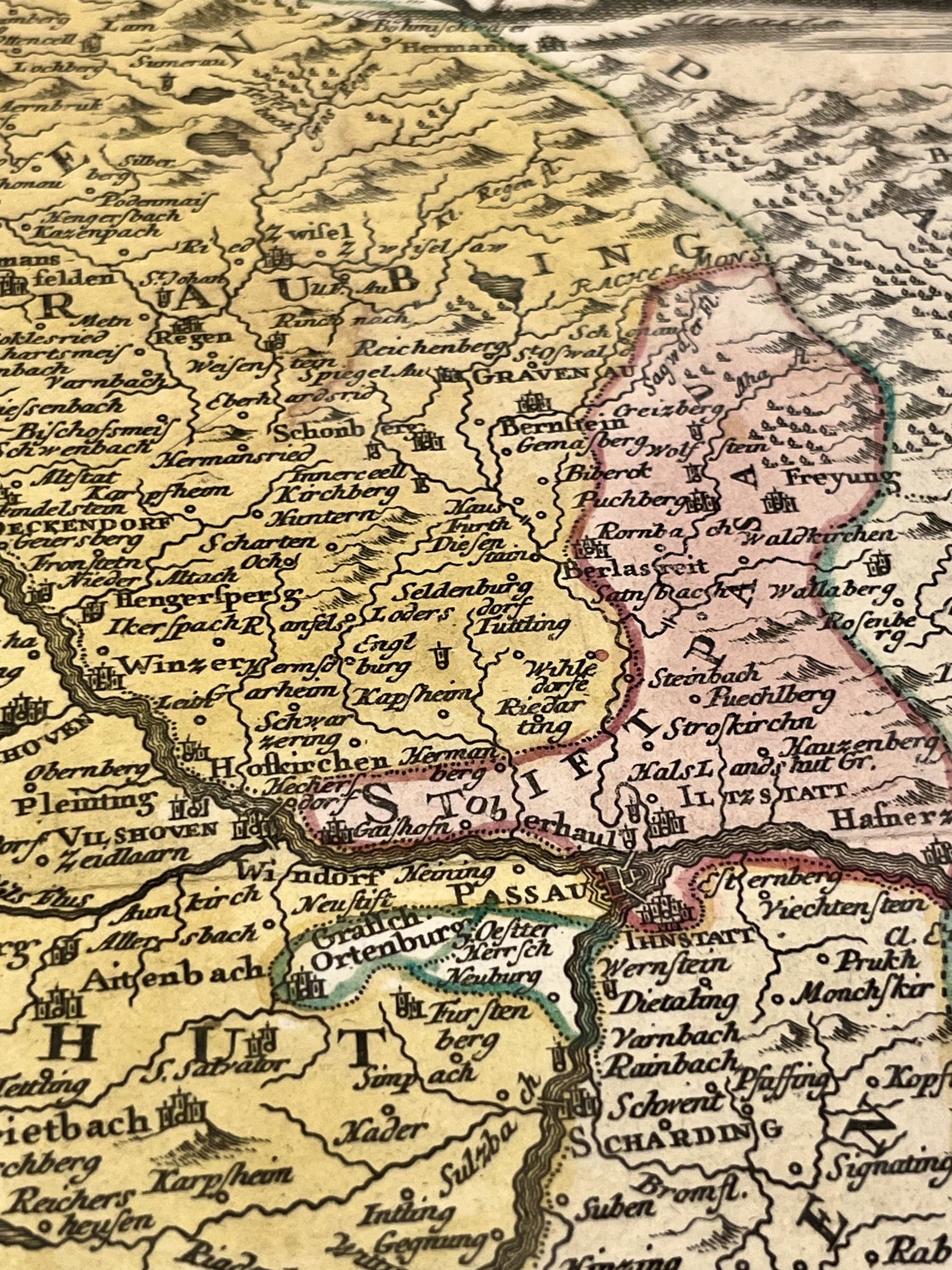 Antique map Bavaria Passau
