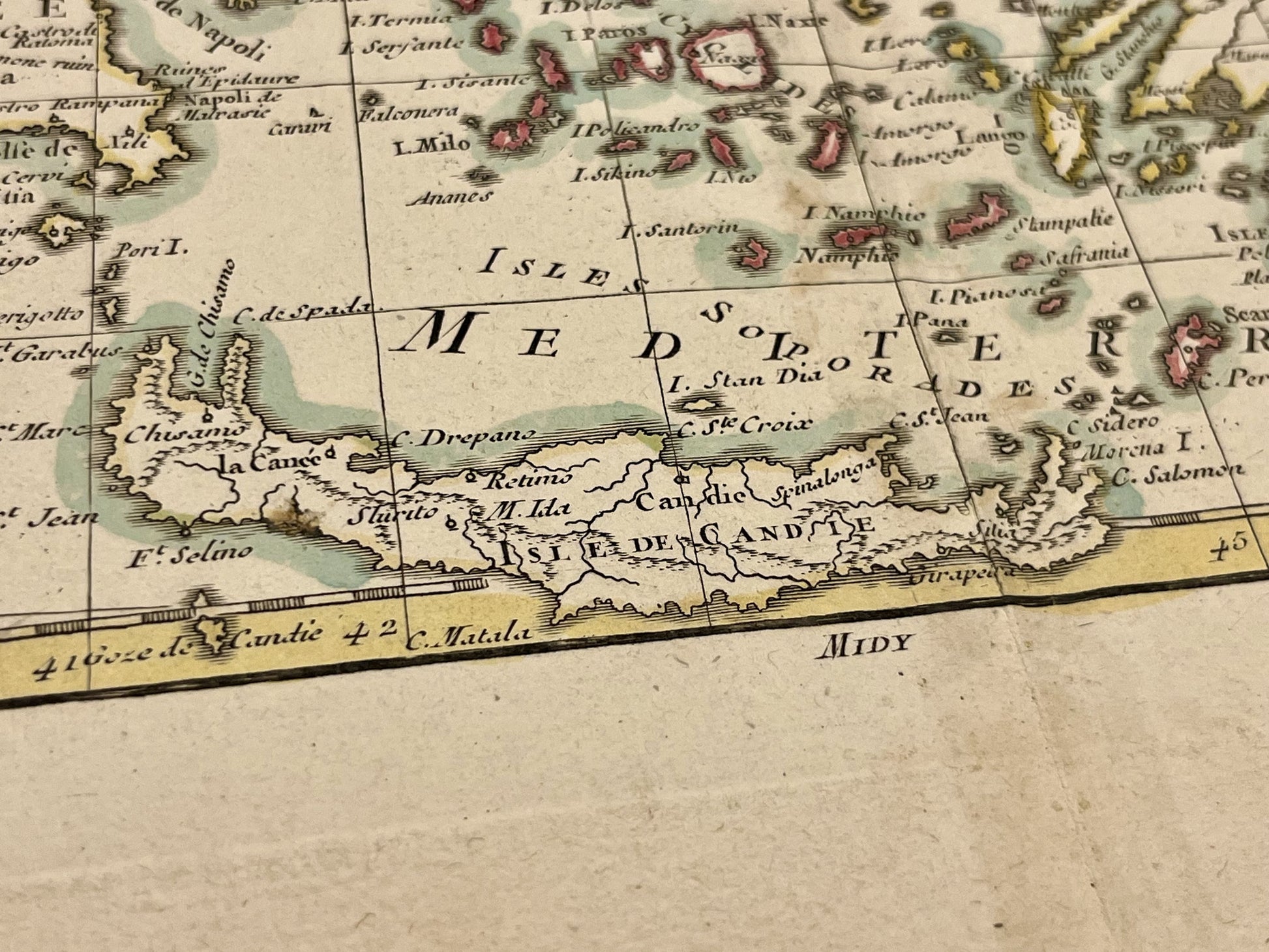 Antique map Creta Greece