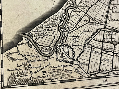 Antique map Gdansk Dantzig